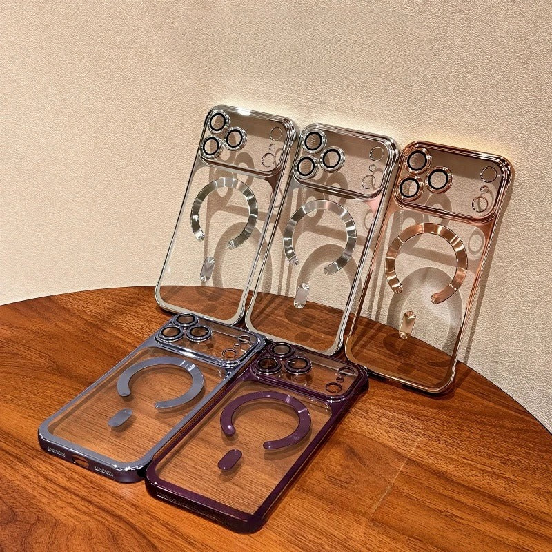 Premium iPhone Case — Plating Frameless Slim Transparent PC Cover for MagSafe with Borderless Design, Camera Protection, Anti-Fingerprint, Anti-Scratch, Dustproof