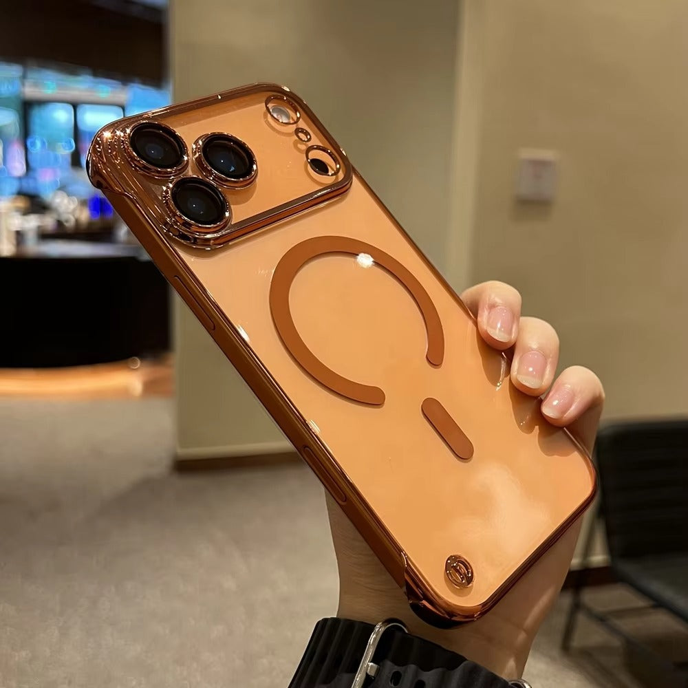 Premium iPhone Case — Plating Frameless Slim Transparent PC Cover for MagSafe with Borderless Design, Camera Protection, Anti-Fingerprint, Anti-Scratch, Dustproof