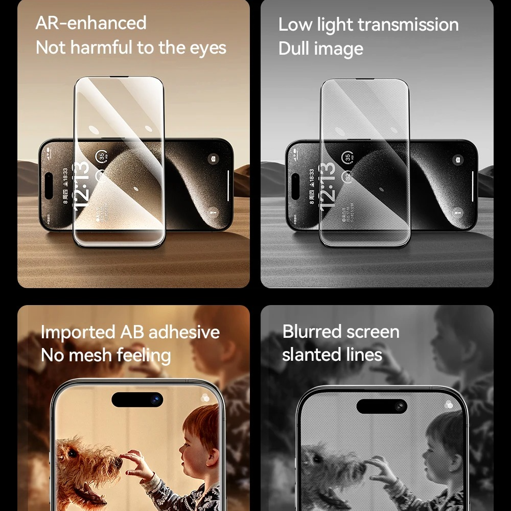 Premium Privacy Screen Protector Tempered Glass with Anti-Spy Filter, Anti-Fingerprint & Anti-Scratch Protection, Easy-Install Frame, Shatter-Resistant Film