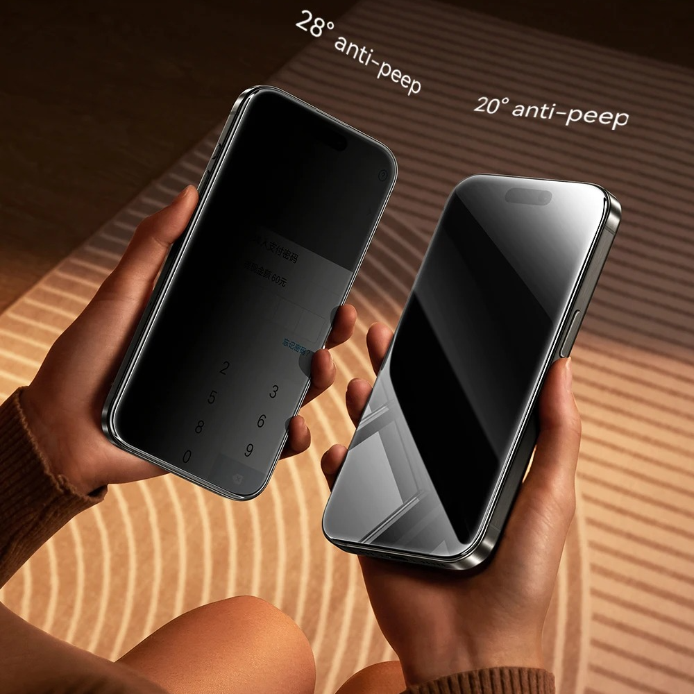 Premium Privacy Screen Protector Tempered Glass with Anti-Spy Filter, Anti-Fingerprint & Anti-Scratch Protection, Easy-Install Frame, Shatter-Resistant Film