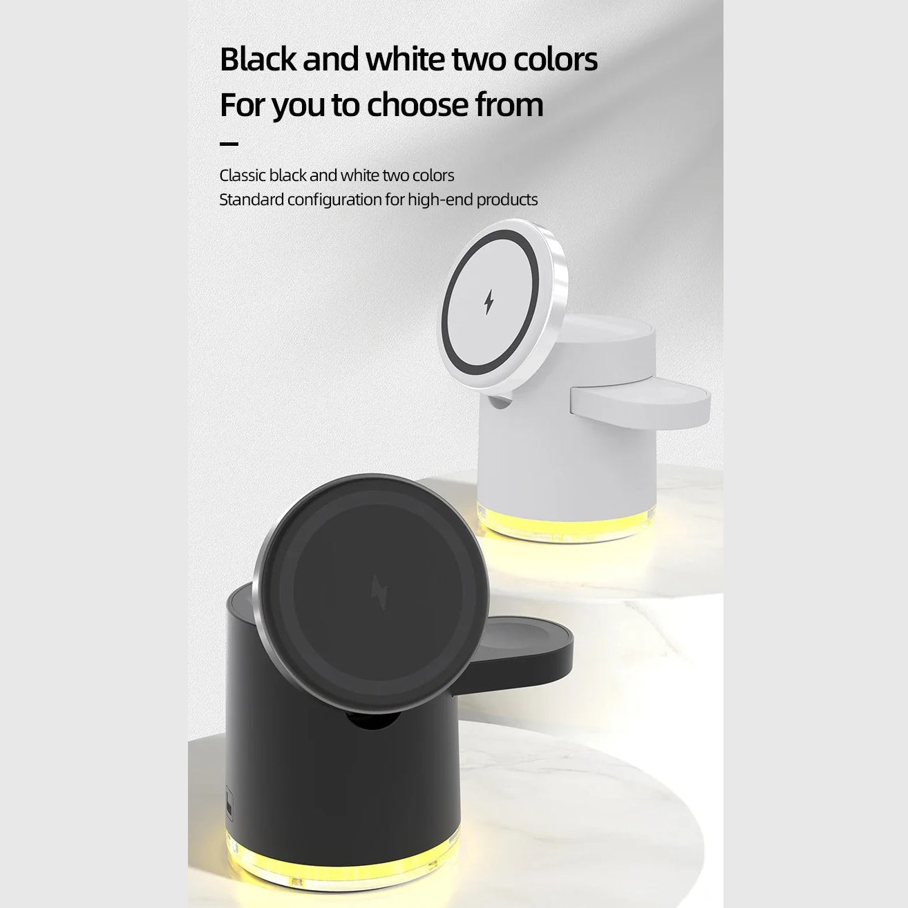 Premium Qi2 Wireless Charging Station, 15W Magnetic Fast-Charge Dock for Phone, Watch & Earbuds with Foldable Stand and Night Light