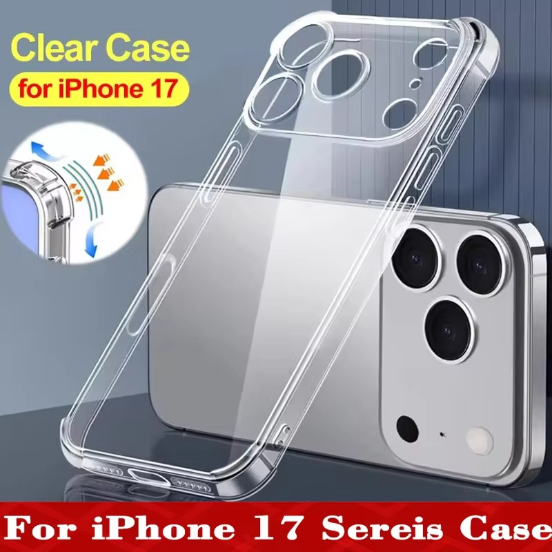Premium Transparent iPhone Case — Shockproof Clear PC+TPU Cover with Corner Protection, Anti-Scratch, Slim Protective Shell