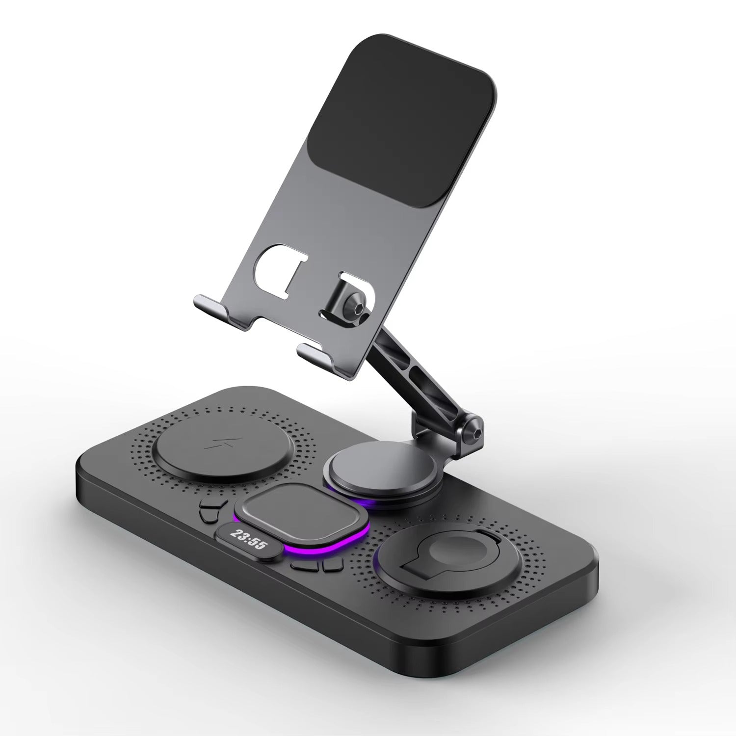 Premium iPhone 4-in-1 Foldable Wireless Charging Station, 15W Magnetic Fast-Charge Stand for Phone, Watch & Earbuds with LED Indicator