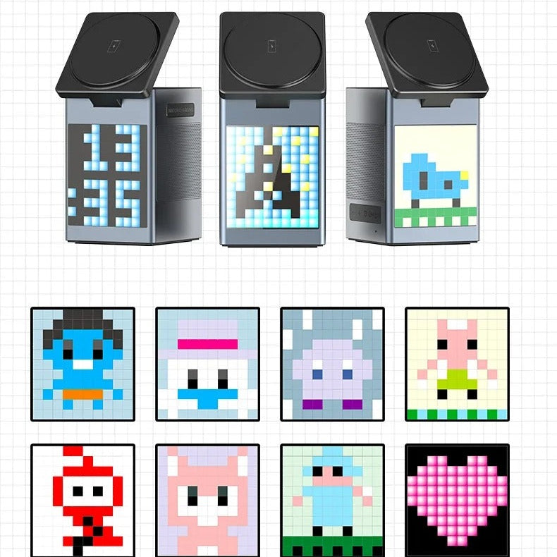 Premium iPhone 6-in-1 Magnetic Wireless Charging Station, 15W Fast-Charge Stand with Bluetooth Speaker, Alarm Clock & Multi-Device Support