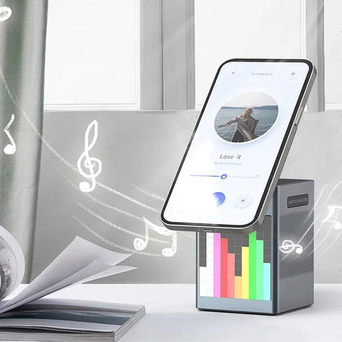 Premium iPhone 6-in-1 Magnetic Wireless Charging Station, 15W Fast-Charge Stand with Bluetooth Speaker, Alarm Clock & Multi-Device Support