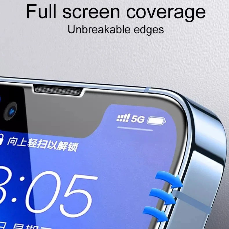 Premium iPhone 9D Tempered Glass Screen Protector – Clear HD Front Protection, Anti-Fingerprint, Anti-Scratch & Shatter-Resistant Protective Glass