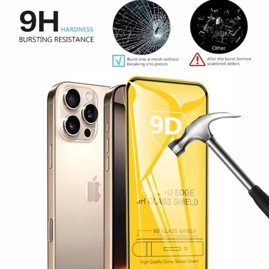 Premium iPhone 9D Tempered Glass Screen Protector – Clear HD Front Protection, Anti-Fingerprint, Anti-Scratch & Shatter-Resistant Protective Glass