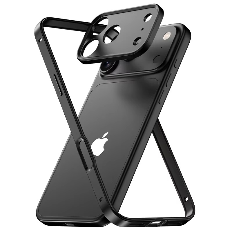 Premium iPhone Case Aluminum Metal Bumper with Silicone Frame — Hybrid Design, Camera Lens Protection, Shockproof Cover, Better Heat Dissipation, Scratch-Resistant