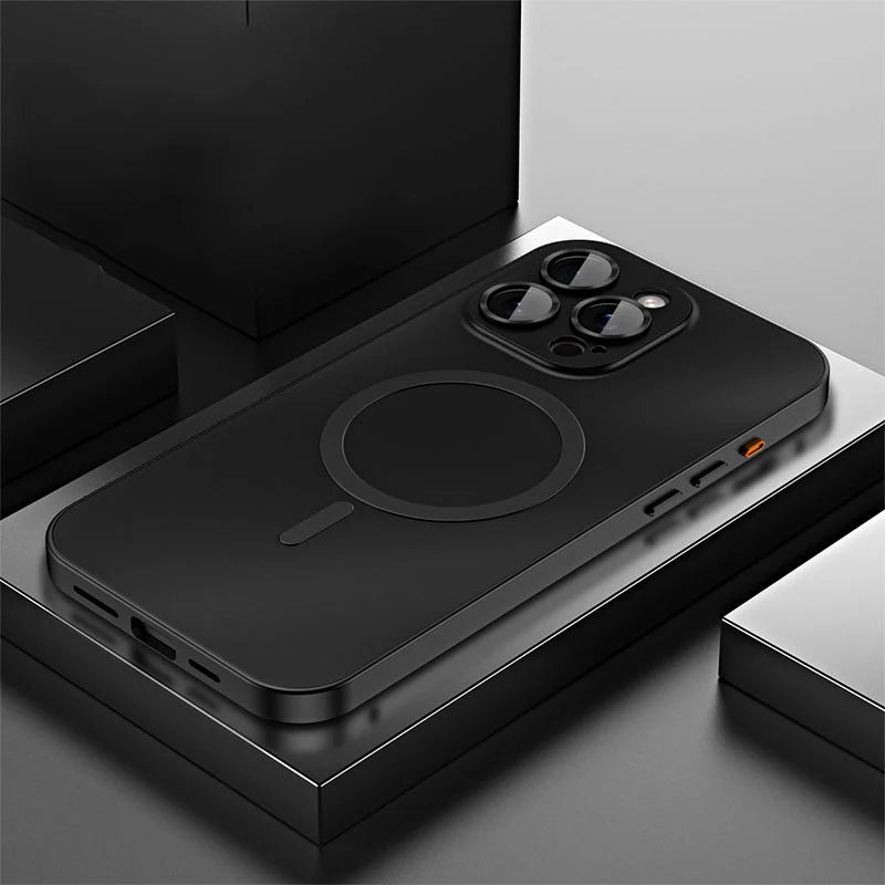 Premium iPhone Case Magnetic Aluminum Metal Frame — PC Backboard Hard Cover, MagSafe Wireless Charging Compatible, Shockproof Matte Anti-Fingerprint Design