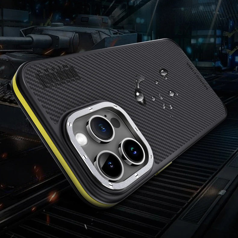 Premium iPhone Case — 600D Kevlar Series Magnetic Cover with Metal Camera Ring, Half-Wrapped Dual-Layer Carbon Fiber Protection & Anti-Fingerprint Design