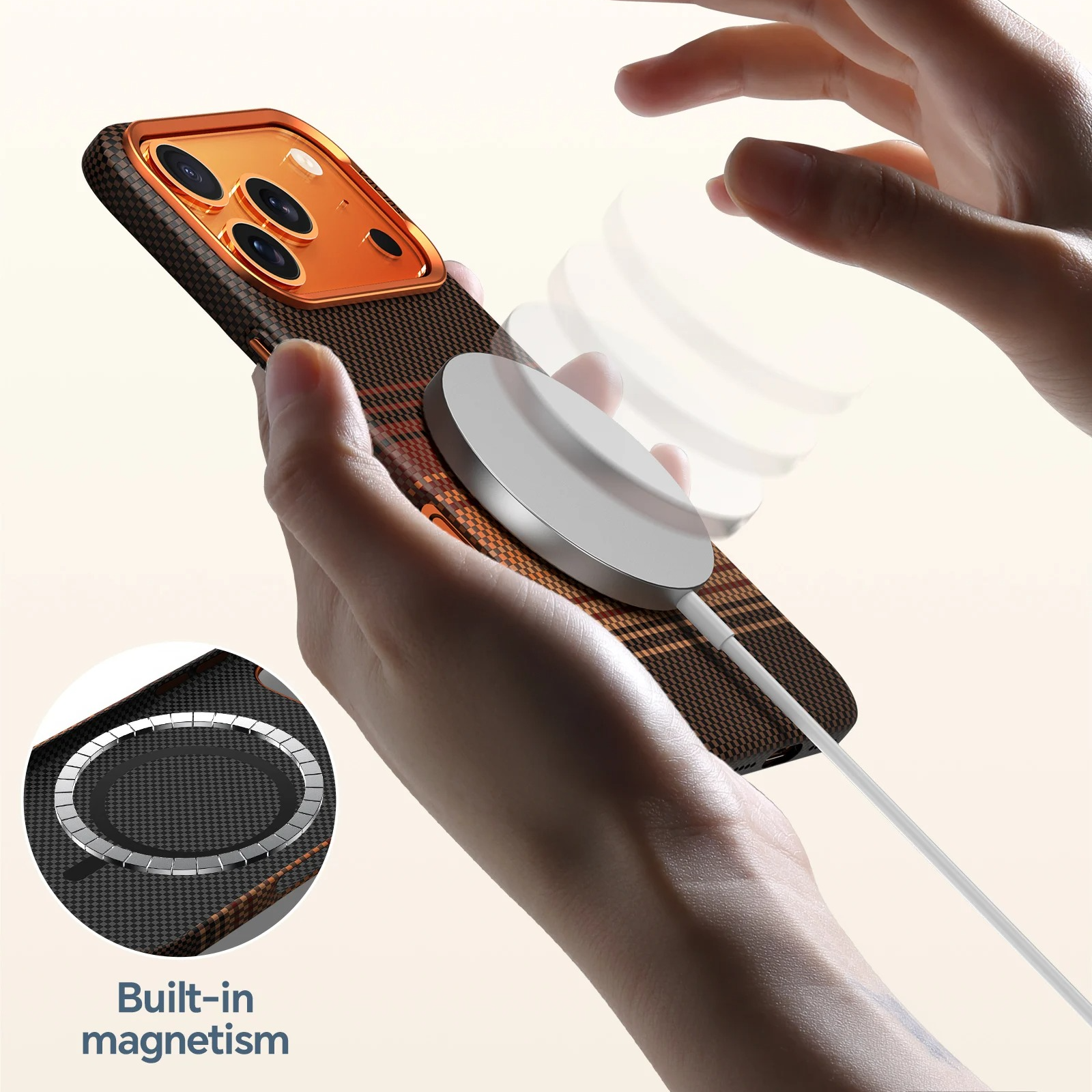 Premium iPhone Case — Carbon Fiber Pattern MagSafe Cover with Kevlar-Style Shockproof PC Hard Protection & Magnetic Alignment Design