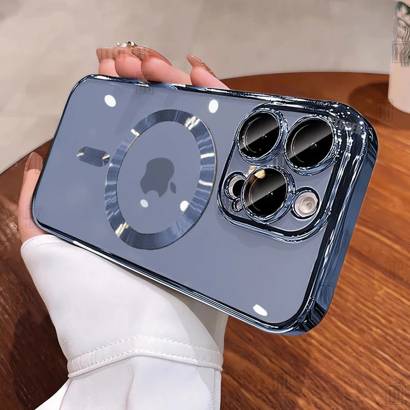 Premium iPhone Case — Desert Gold Clear Magsafe Design, Soft Silicone Cover, Magnetic, Shockproof, Anti-Fingerprint, Anti-Scratch, Dustproof, Lens Protection