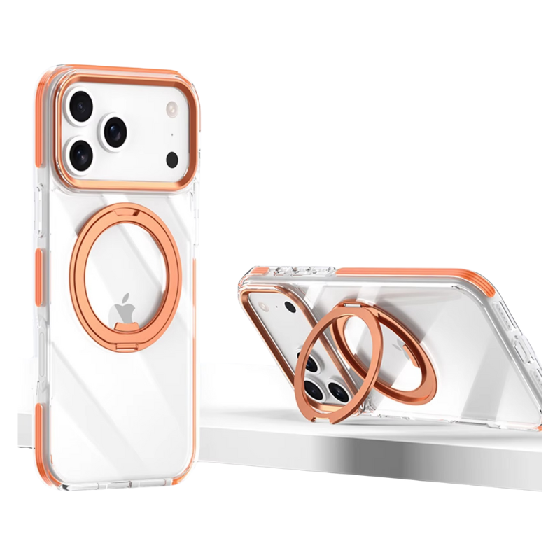 Premium iPhone Case — MagSafe Clear Protective Cover with 360° Ring Holder, Dustproof Design and Precise Fit Plastic Back Finish