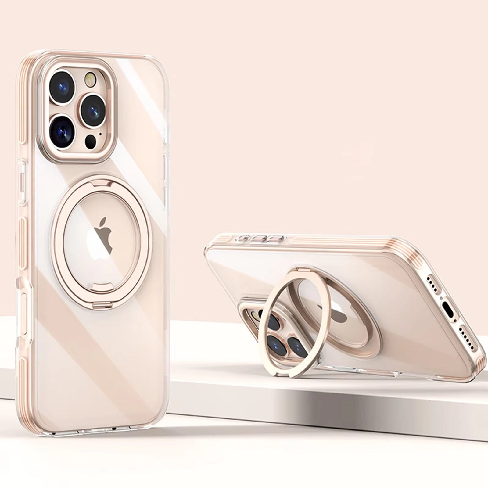 Premium iPhone Case — MagSafe Clear Protective Cover with 360° Ring Holder, Dustproof Design and Precise Fit Plastic Back Finish