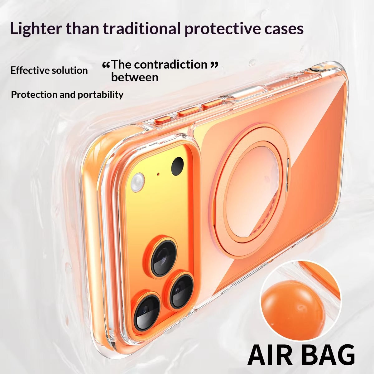 Premium iPhone Case — MagSafe Clear Protective Cover with 360° Ring Holder, Dustproof Design and Precise Fit Plastic Back Finish