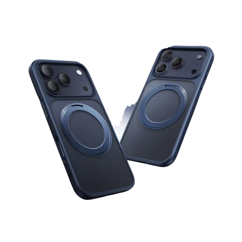 Premium iPhone Case — MagSafe Shockproof TPU Cover with 360° Rotating Stand, Camera Protection, Touch Button Design and Anti-Fingerprint Dustproof Finish