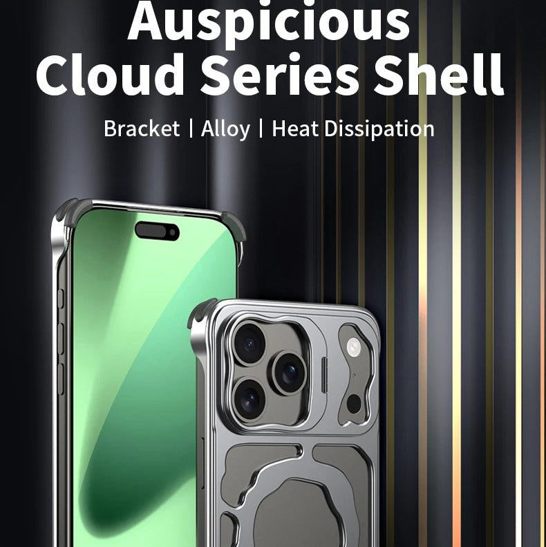 Premium iPhone Case — Magnetic Hollow Metal Cover with Breathable Heat-Dissipating Design and Built-In Stand Bracket