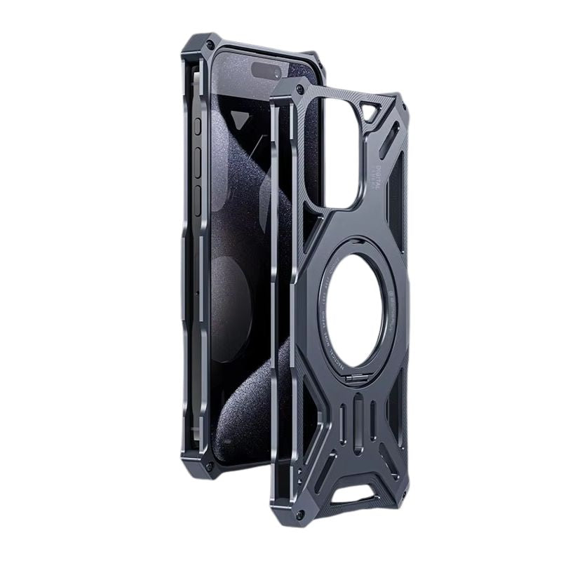 Premium iPhone Case — Magnetic Metal Protective Cover with Invisible Kickstand, Heavy-Duty Anti-Fall Design, Matte Anti-Fingerprint Finish & Non-Slip Grip