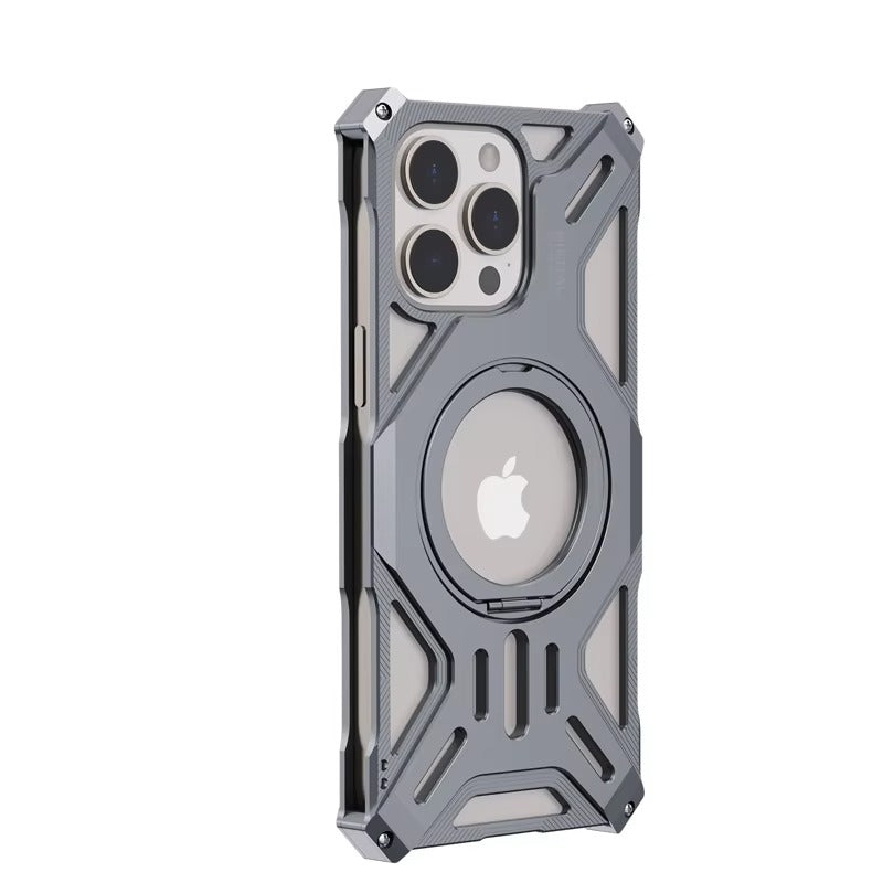 Premium iPhone Case — Magnetic Metal Protective Cover with Invisible Kickstand, Heavy-Duty Anti-Fall Design, Matte Anti-Fingerprint Finish & Non-Slip Grip