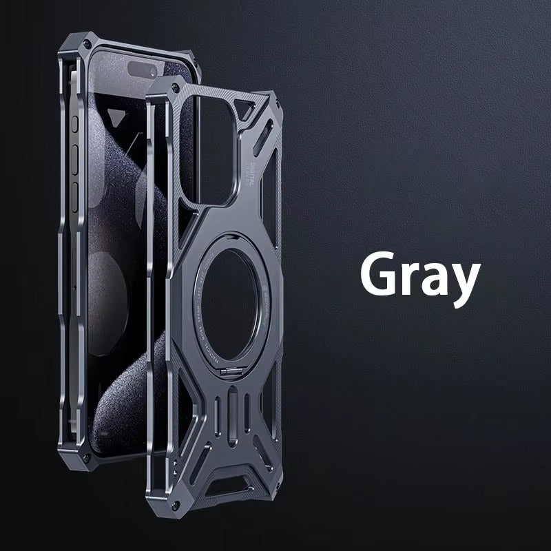 Premium iPhone Case — Magnetic Metal Protective Cover with Invisible Kickstand, Heavy-Duty Anti-Fall Design, Matte Anti-Fingerprint Finish & Non-Slip Grip