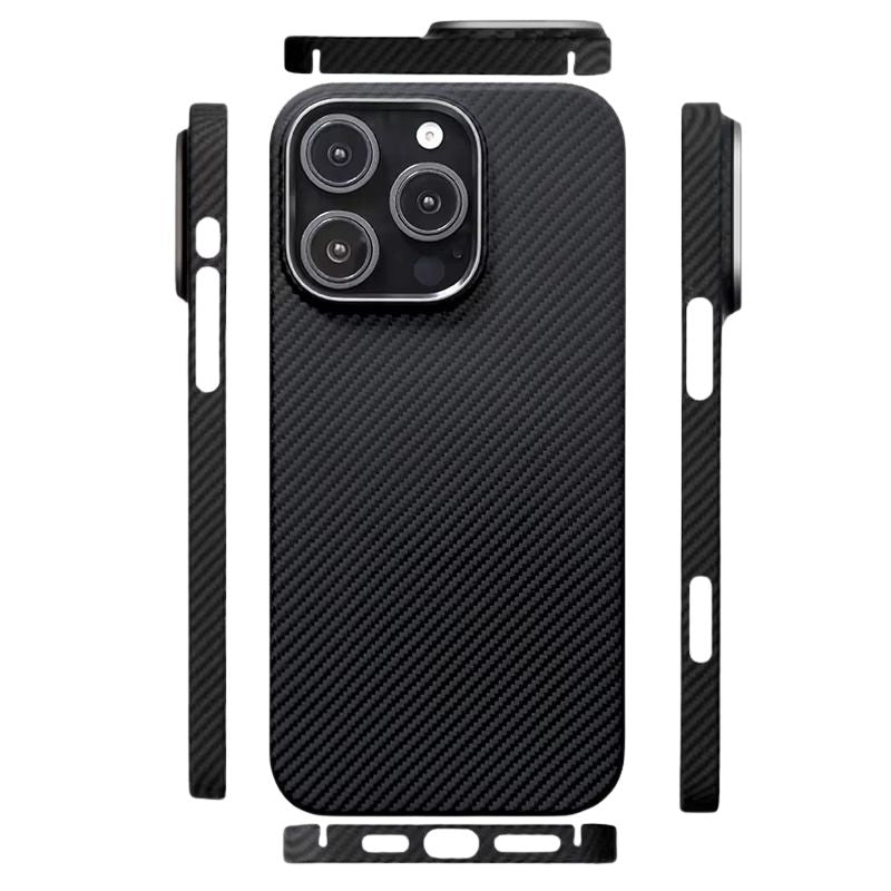 Premium iPhone Case — Real Carbon Fiber Aramid Ultra-Thin Full-Coverage Cover with No-Case Feel, Shockproof Anti-Fingerprint Lightweight Design