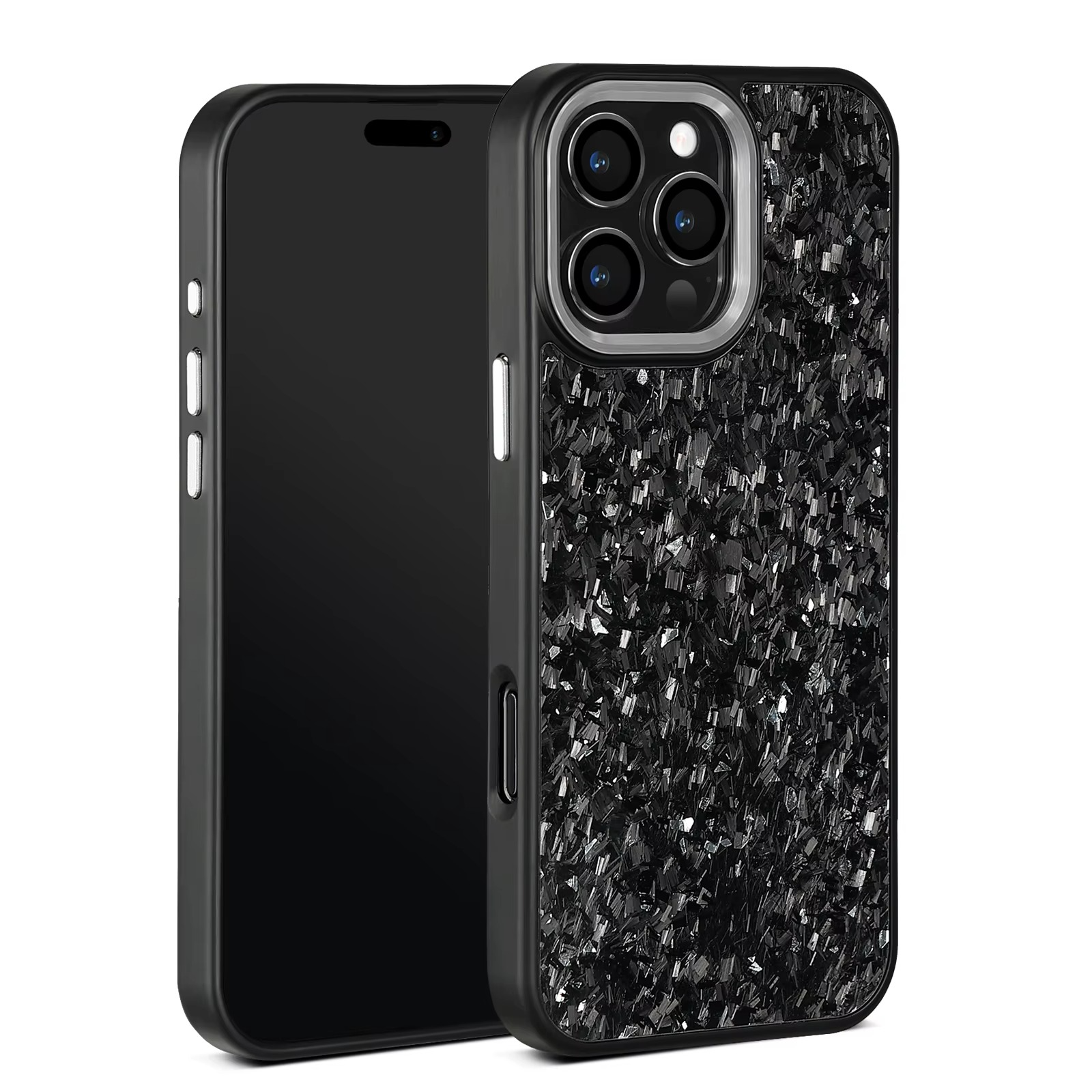 Premium iPhone Case — Real Forged Carbon Fiber MagSafe Cover with Metal Lens & Button Accents, Shockproof Dual-Layer Full-Coverage Lightweight Design