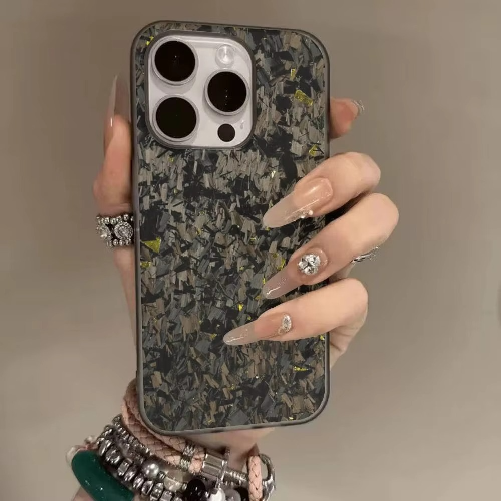 Premium iPhone Case — Real Forged Carbon Fiber MagSafe Cover with Metal Lens & Button Accents, Shockproof Dual-Layer Full-Coverage Lightweight Design