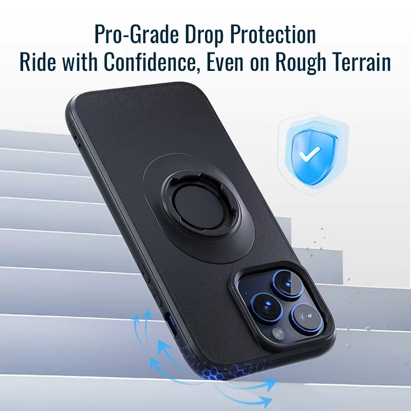 Premium iPhone Case — Shockproof Half-Wrapped Quad-Style Bike Mount Holder, Tough Nylon + PC/TPU, Anti-Scratch, Non-Slip Cover