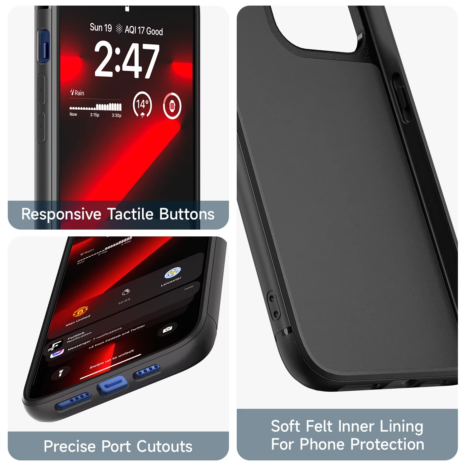 Premium iPhone Case — Shockproof Half-Wrapped Quad-Style Bike Mount Holder, Tough Nylon + PC/TPU, Anti-Scratch, Non-Slip Cover