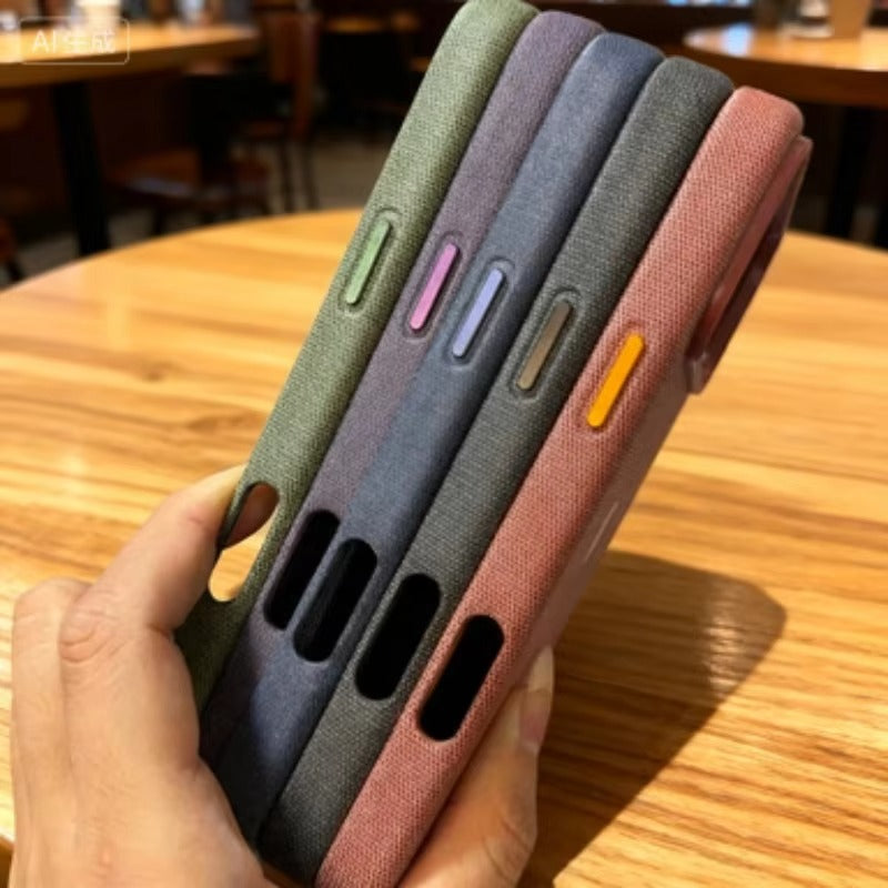 Premium iPhone Case — Woven MagSafe Strong Magnetic Cover with Wireless Charging, Anti-Fingerprint Non-Slip Waterproof Fabric Design