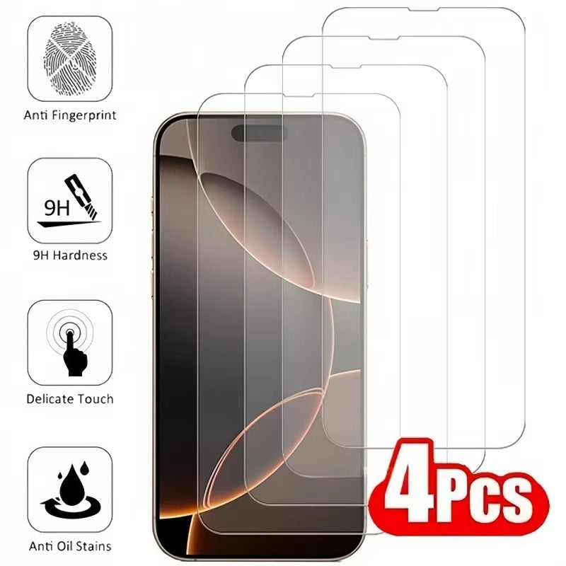 Premium iPhone Full Cover Tempered Glass Screen Protector – Clear HD Front Protection, Anti-Fingerprint, Anti-Scratch & Shatter-Resistant Protective Glass