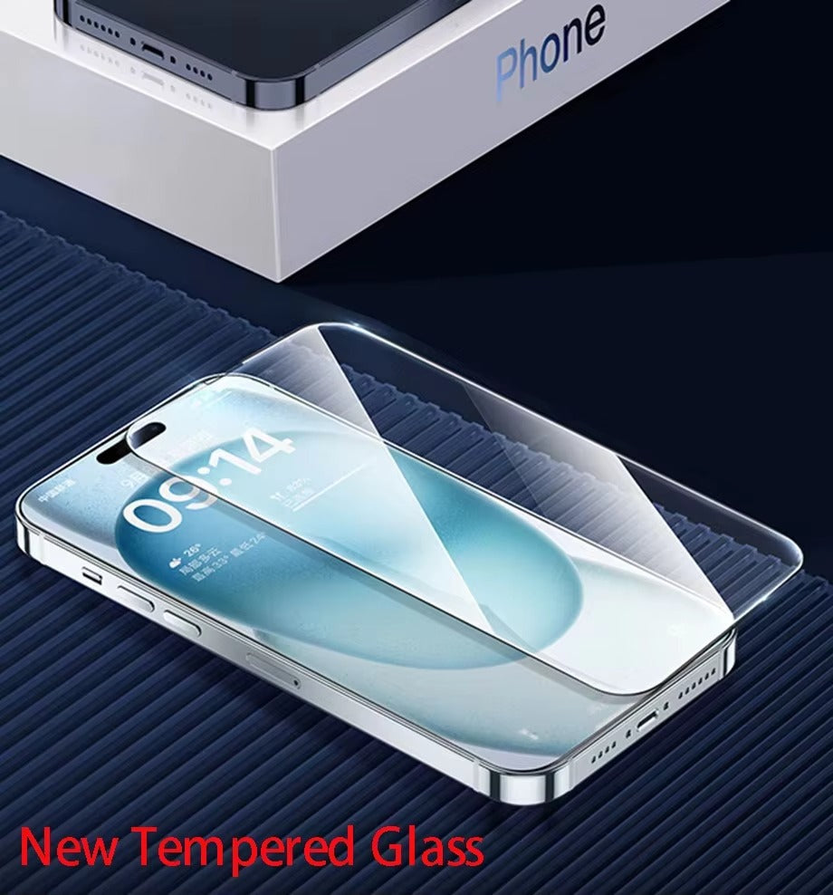 Premium iPhone Full Cover Tempered Glass Screen Protector – Clear HD Front Protection, Anti-Fingerprint, Anti-Scratch & Shatter-Resistant Protective Glass