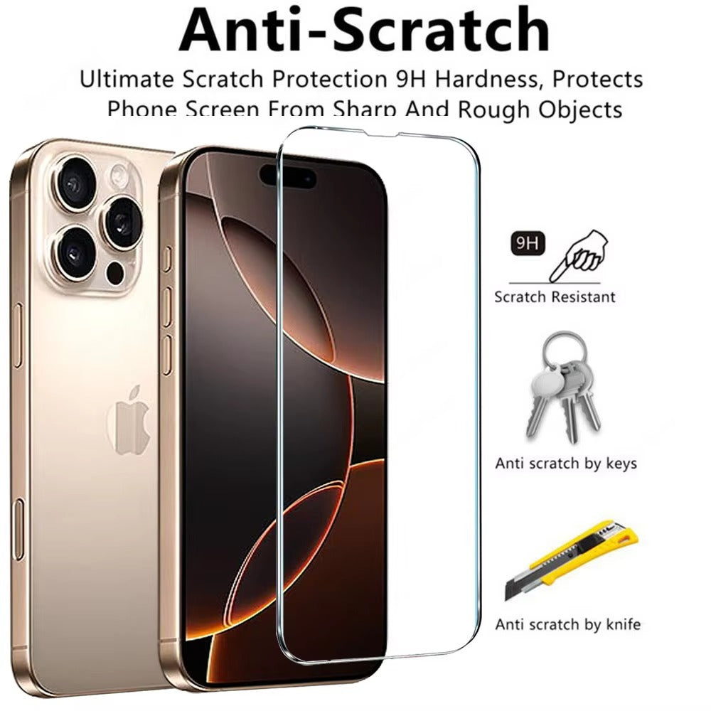Premium iPhone Full Cover Tempered Glass Screen Protector – Clear HD Front Protection, Anti-Fingerprint, Anti-Scratch & Shatter-Resistant Protective Glass