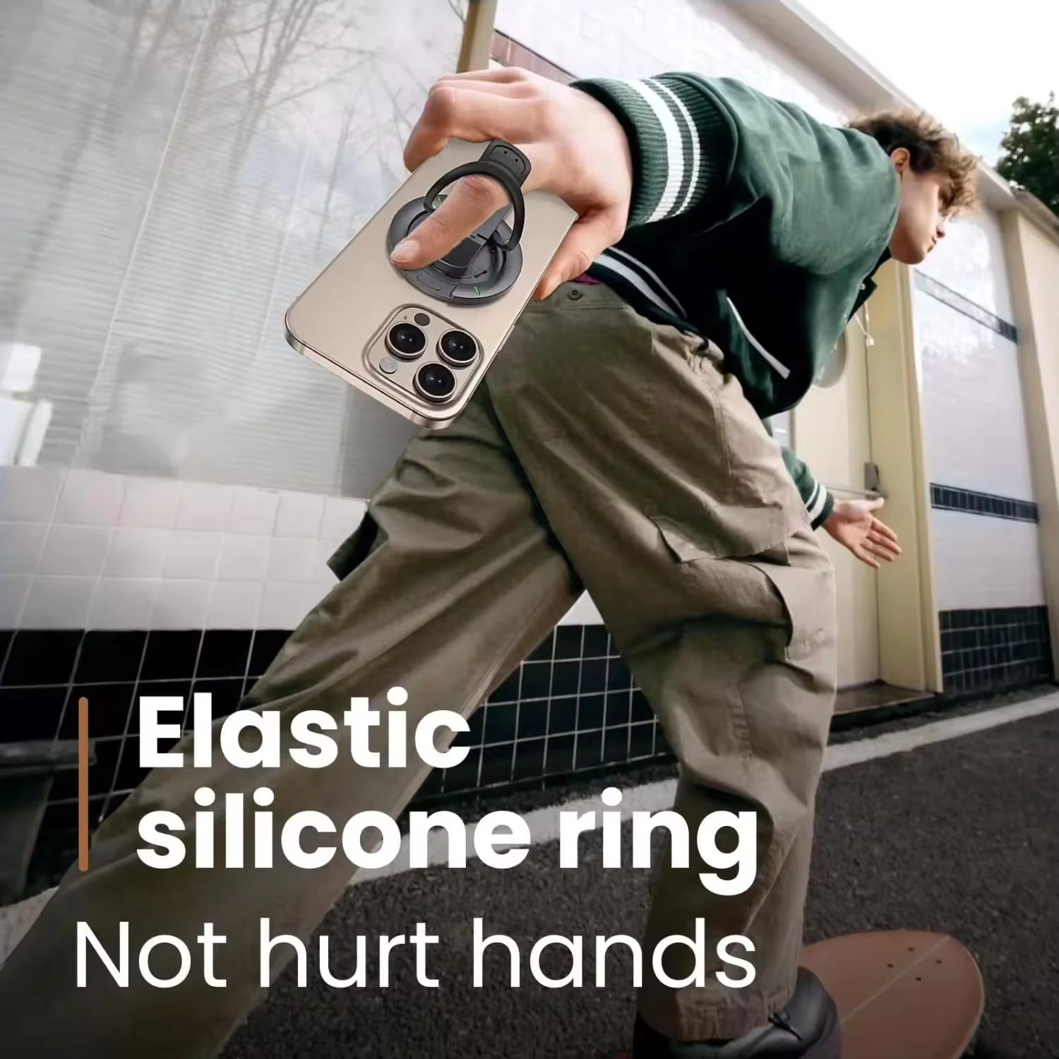 Premium iPhone MagSafe Phone Grip Stand, 3-in-1 Magnetic Finger Ring Holder with Double-Sided Aluminum Design for Secure Grip & Hands-Free Viewing