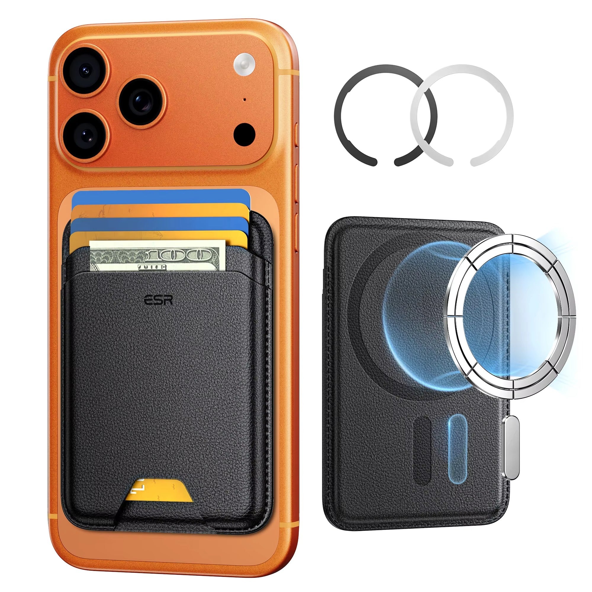 Premium iPhone Magnetic RFID Wallet Card Holder, MagSafe-Compatible Slim Vegan Leather Wallet with Secure Storage