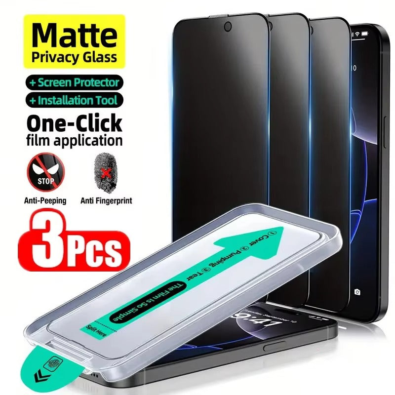 Premium iPhone Matte Privacy Screen Protector – Oleophobic Tempered Glass with Anti-Spy Protection, Anti-Fingerprint, Anti-Scratch & Shatter-Resistant HD Glass