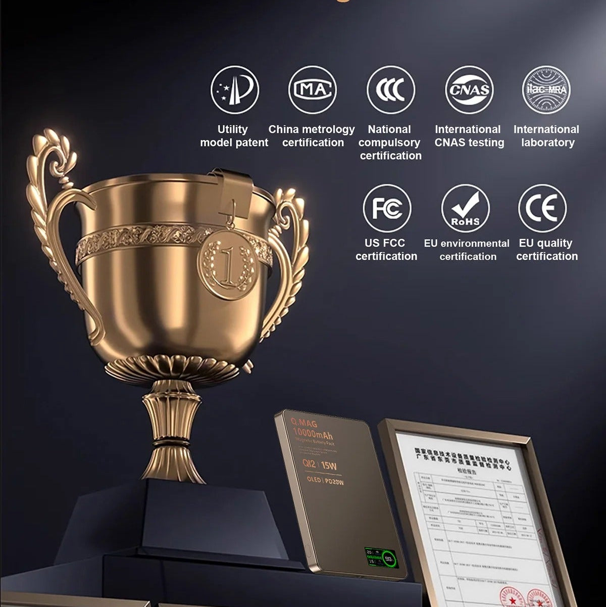 Premium iPhone Qi2 Magnetic Wireless Power Bank, 20W Fast-Charge Metal Portable Battery with Two-Way Wireless Charging Support