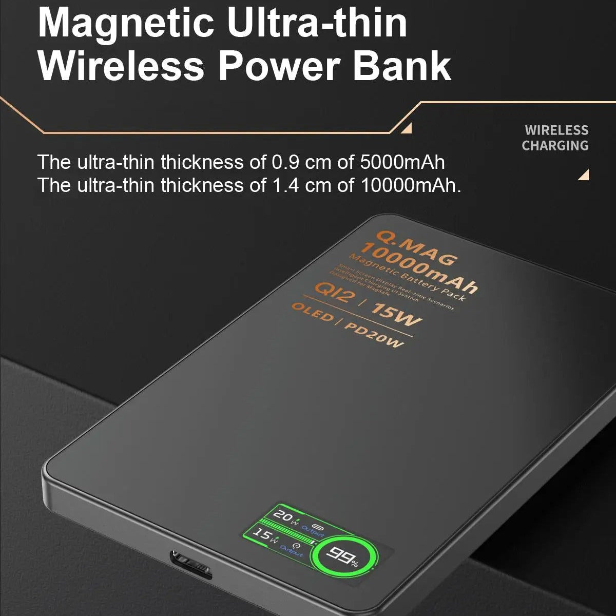 Premium iPhone Qi2 Magnetic Wireless Power Bank, 20W Fast-Charge Metal Portable Battery with Two-Way Wireless Charging Support