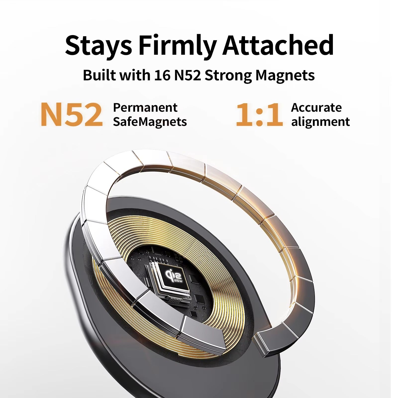 Premium iPhone Qi2 Wireless Charging Station, 25W Magnetic Fast-Charge Metal Stand with Foldable Design and 360° Rotation