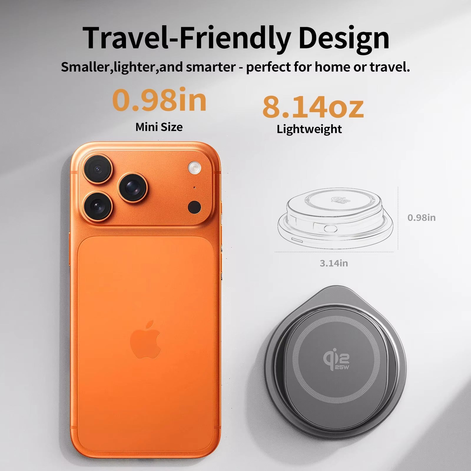 Premium iPhone Qi2 Wireless Charging Station, 25W Magnetic Fast-Charge Metal Stand with Foldable Design and 360° Rotation