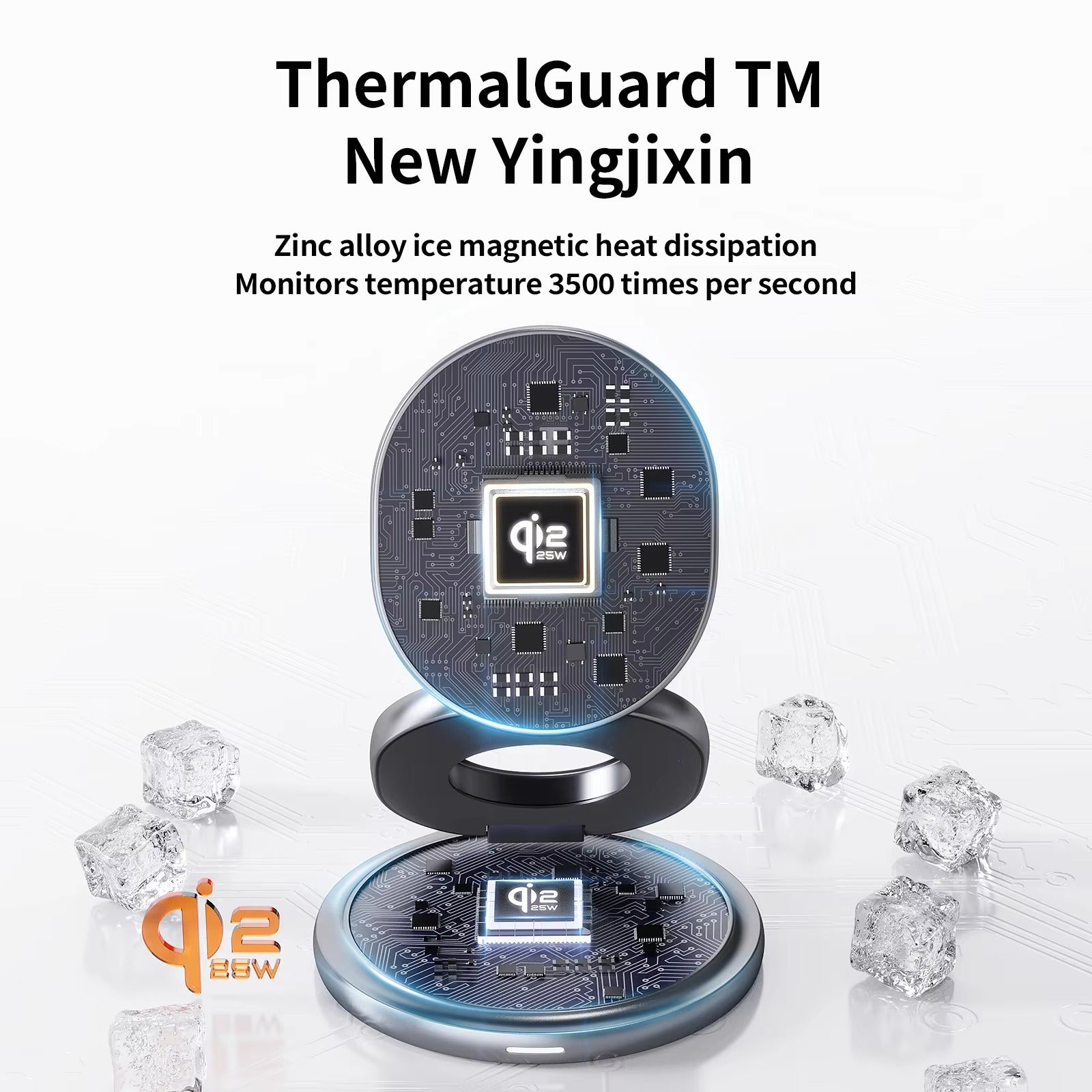 Premium iPhone Qi2 Wireless Charging Station, 25W Magnetic Fast-Charge Metal Stand with Foldable Design and 360° Rotation