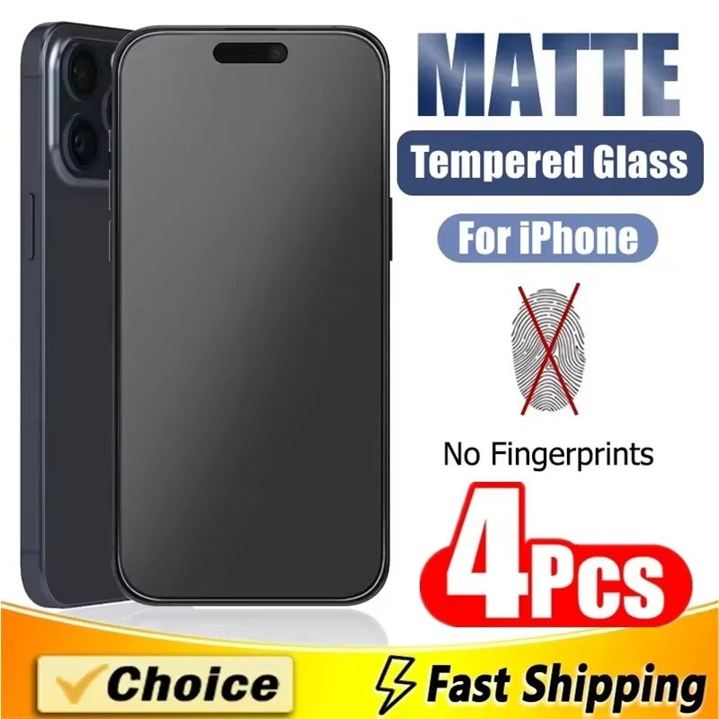 Refined iPhone Matte Tempered Glass Screen Protector – Frosted Anti-Glare Finish with Fingerprint Resistance, Scratch Protection & Shatter-Resistant Display Shield