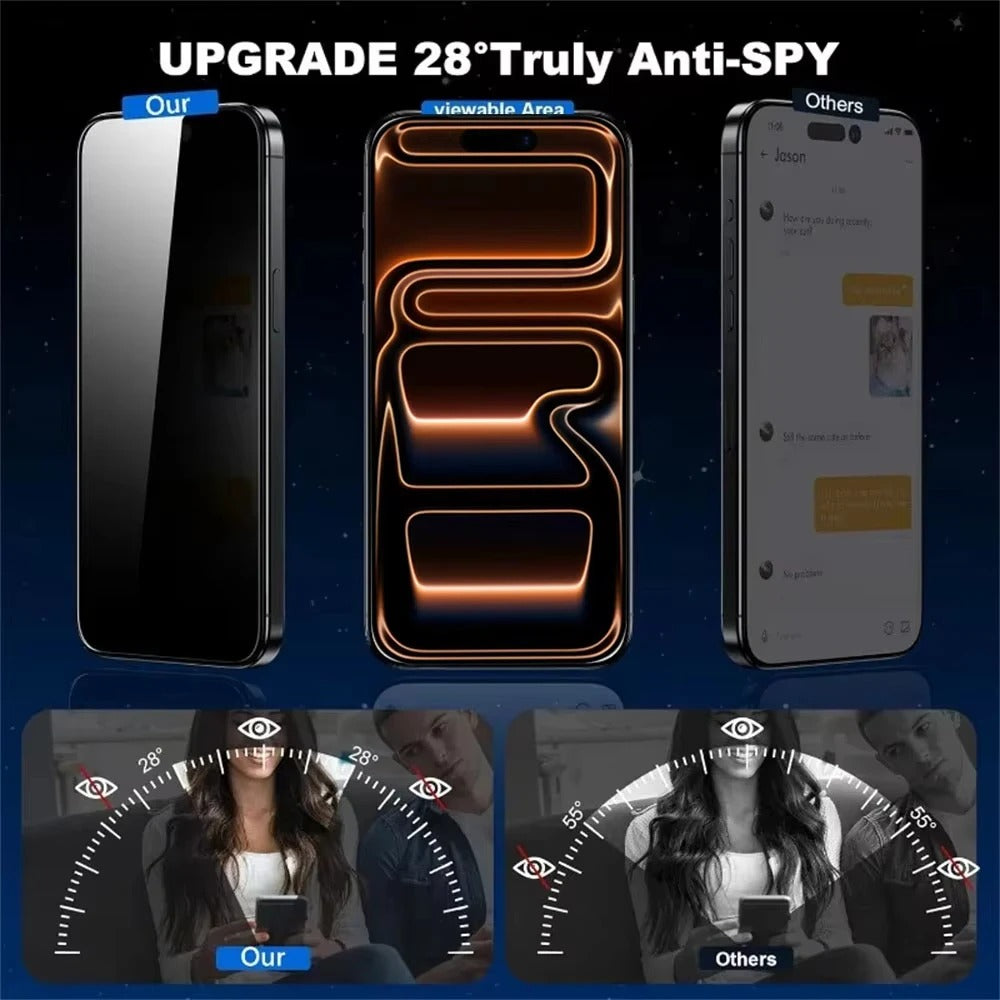 Refined iPhone Privacy Screen Protector – Anti-Spy Tempered Glass with Full Display Coverage, Scratch-Resistant & Shatter-Protective Front Screen Shield