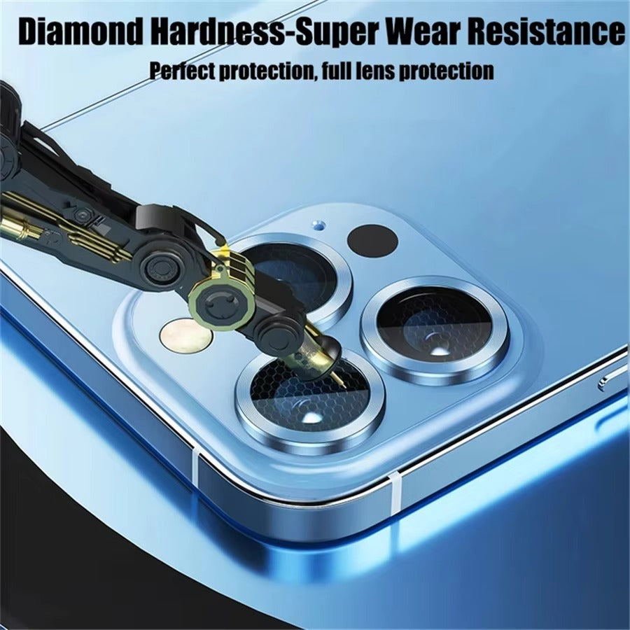 Refined iPhone Titanium-Tone Camera Lens Protector, Metal Ring Tempered Glass Cover with Precision Fit, Scratch Resistance & Impact Protection