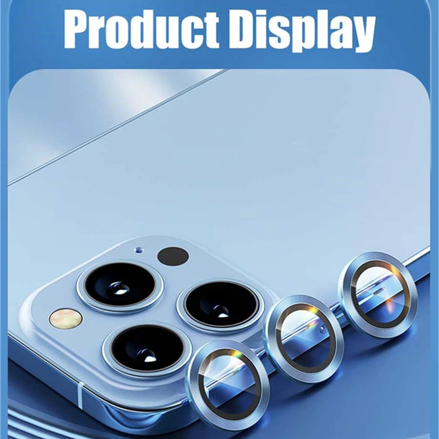 Refined iPhone Titanium-Tone Camera Lens Protector, Metal Ring Tempered Glass Cover with Precision Fit, Scratch Resistance & Impact Protection