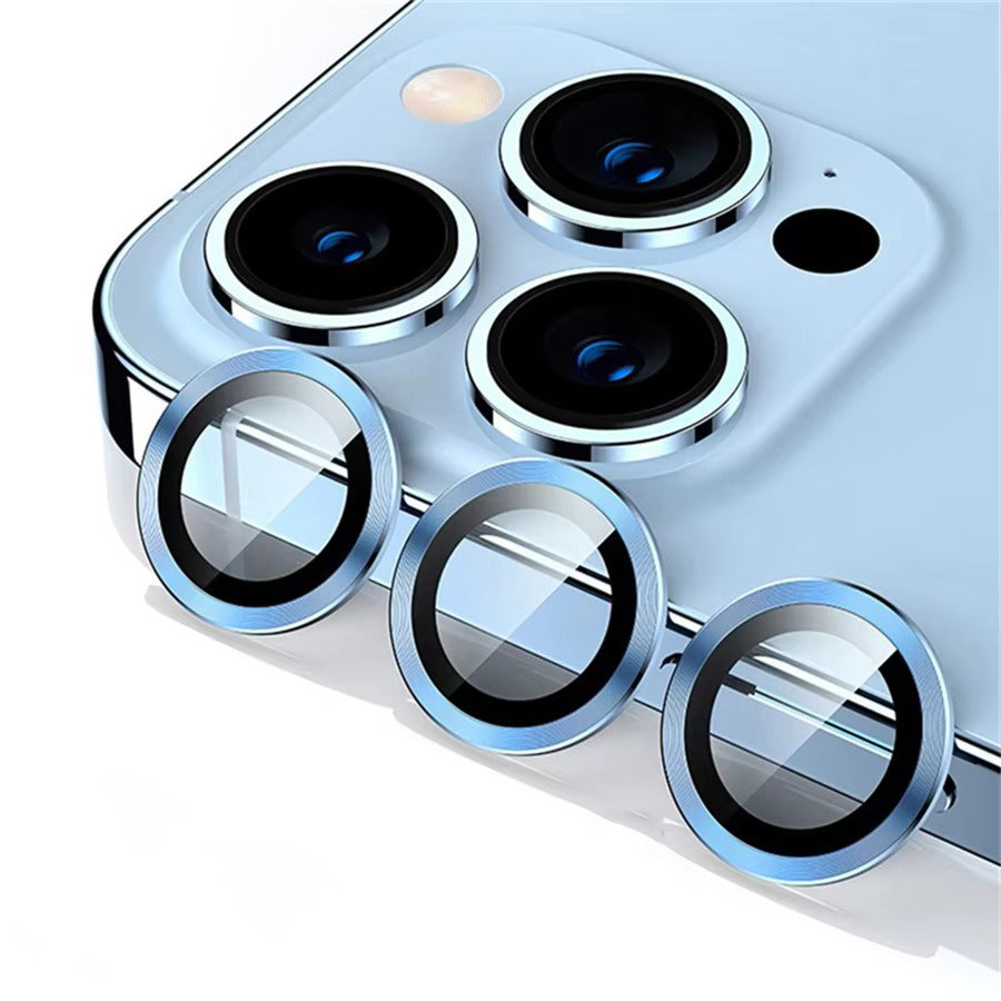 Refined iPhone Titanium-Tone Camera Lens Protector, Metal Ring Tempered Glass Cover with Precision Fit, Scratch Resistance & Impact Protection