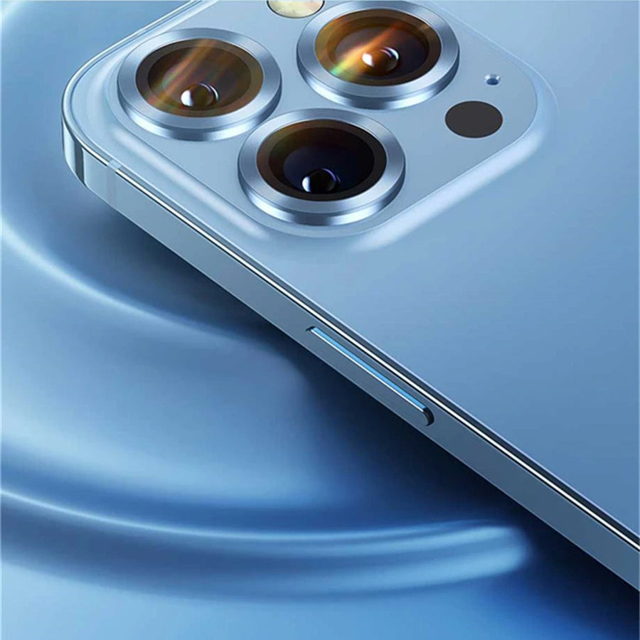 Refined iPhone Titanium-Tone Camera Lens Protector, Metal Ring Tempered Glass Cover with Precision Fit, Scratch Resistance & Impact Protection
