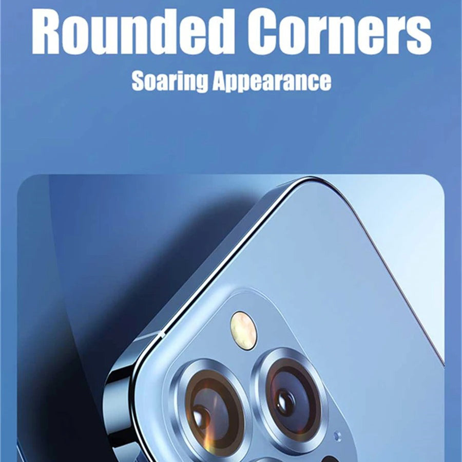 Refined iPhone Titanium-Tone Camera Lens Protector, Metal Ring Tempered Glass Cover with Precision Fit, Scratch Resistance & Impact Protection