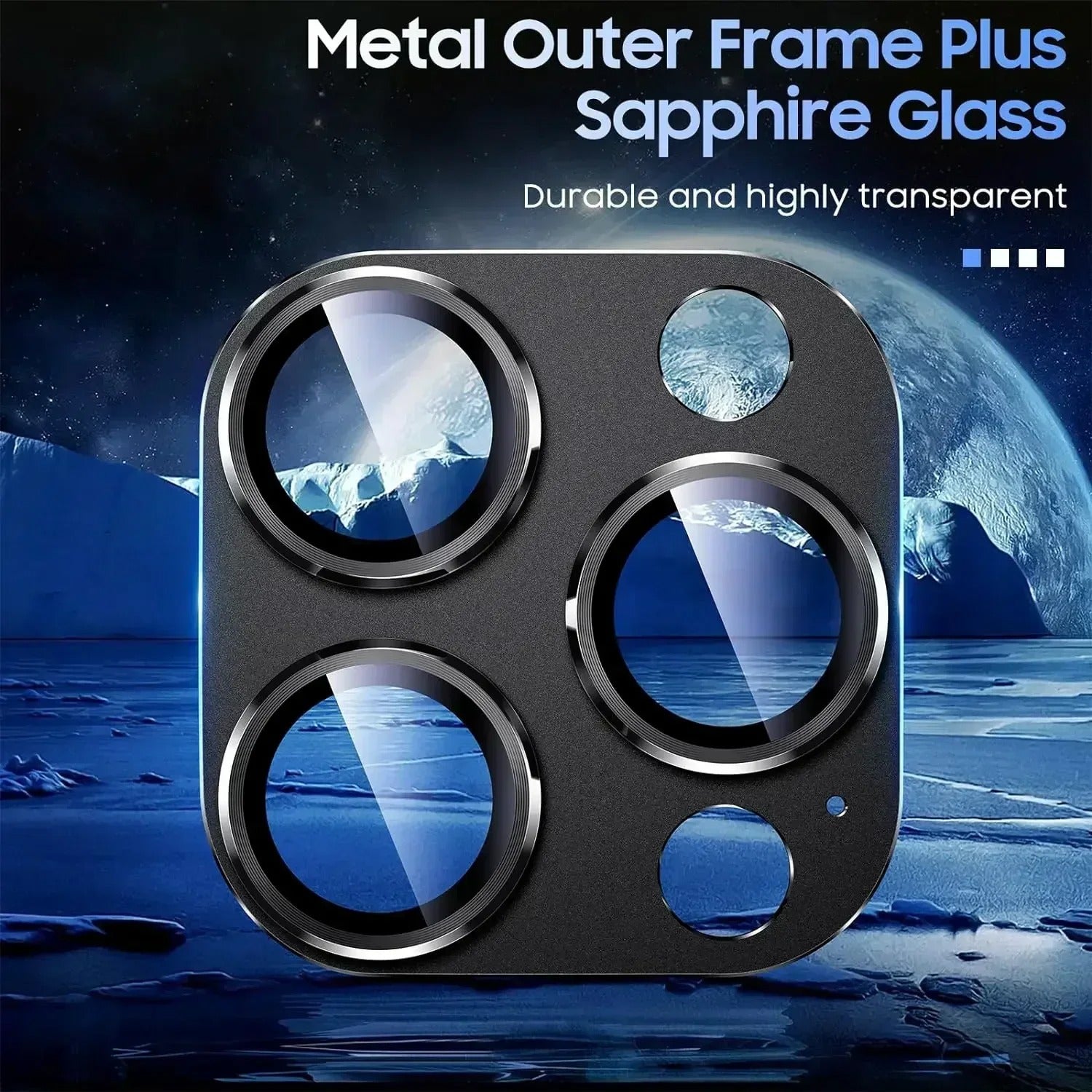 Refined iPhone Titanium Black Camera Lens Protector, Metal Tempered Glass Cover with Full Coverage, Scratch Resistance & Impact Protection