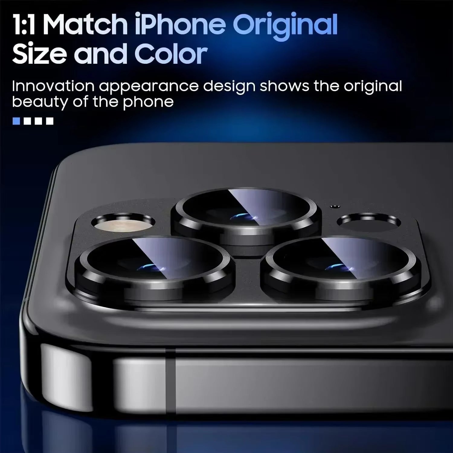 Refined iPhone Titanium Black Camera Lens Protector, Metal Tempered Glass Cover with Full Coverage, Scratch Resistance & Impact Protection